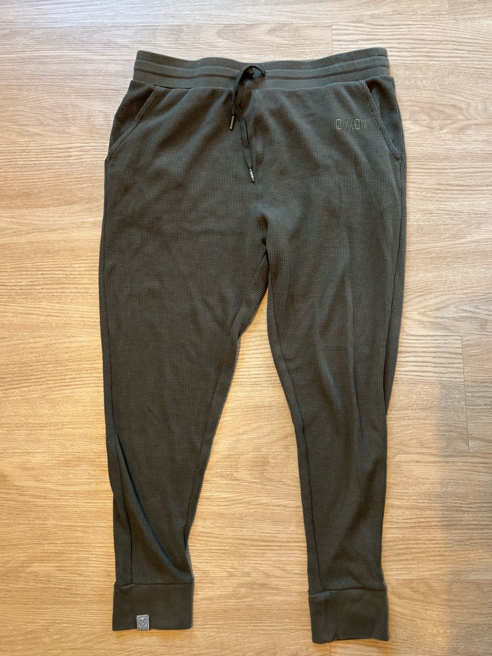 DIXXON Women’s XL Women's Waffle Knit Cotton Blend Joggers Green